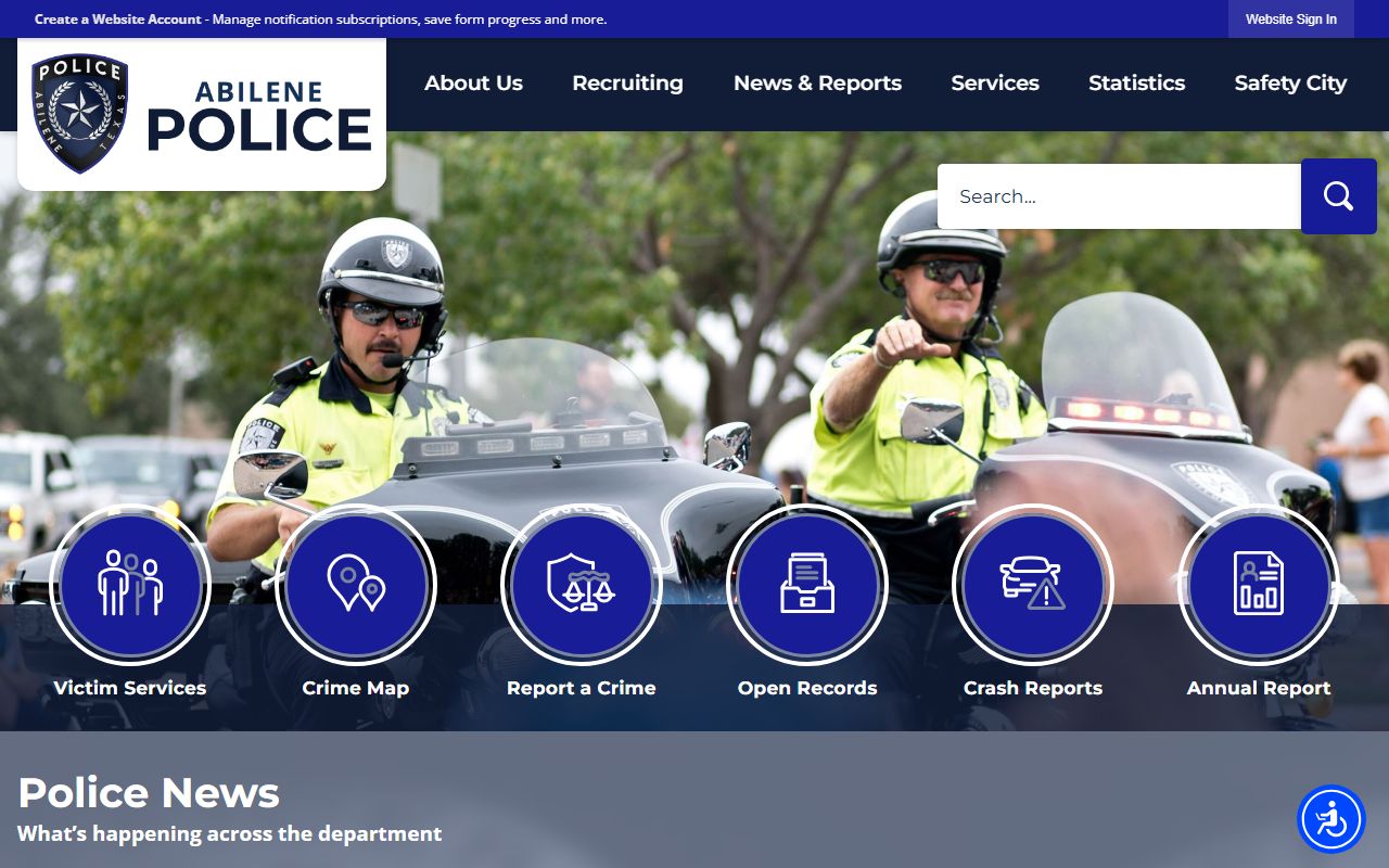 Abilene Police Department website for sex offender registration