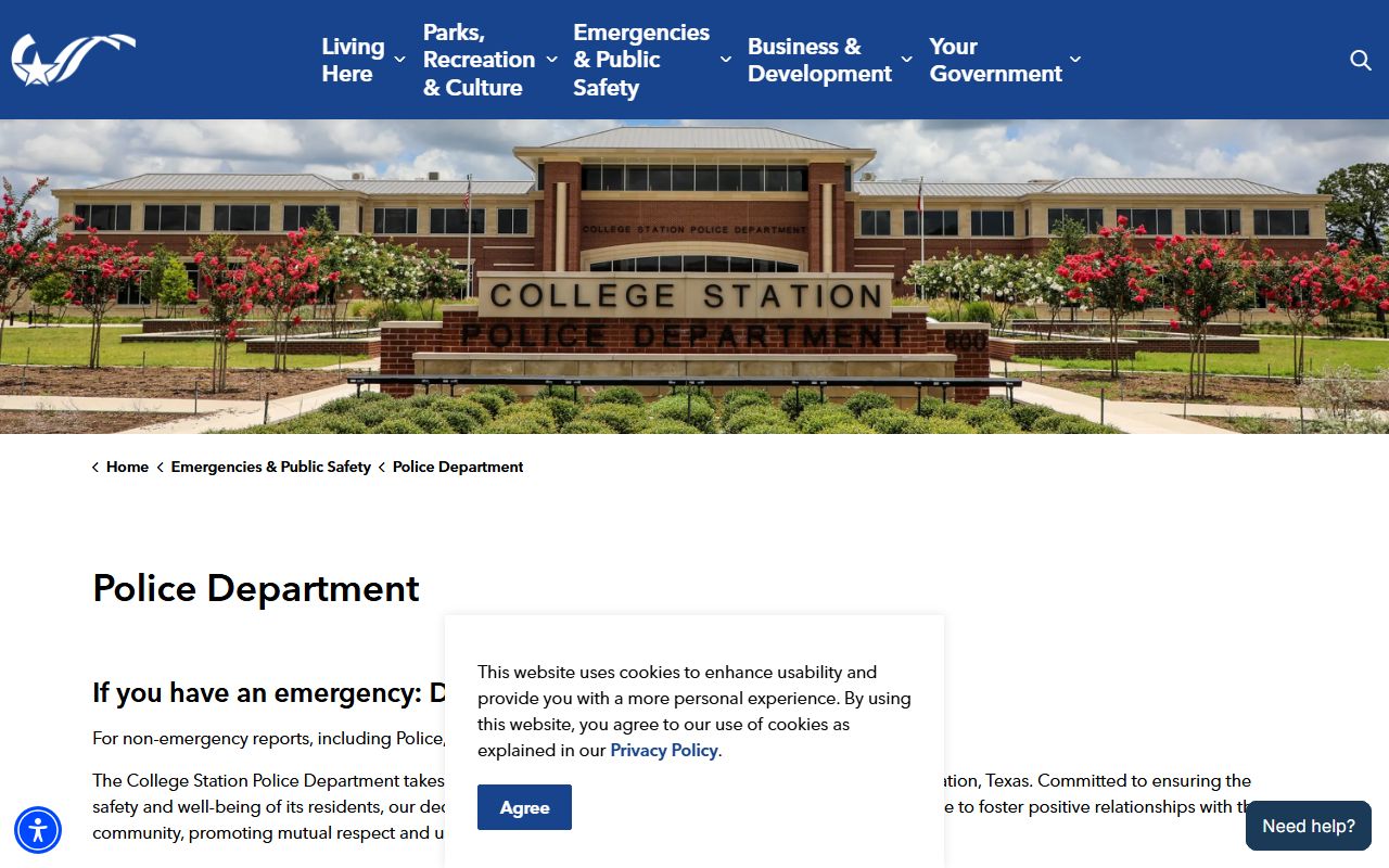 College Station Police Department website for sex offender registry