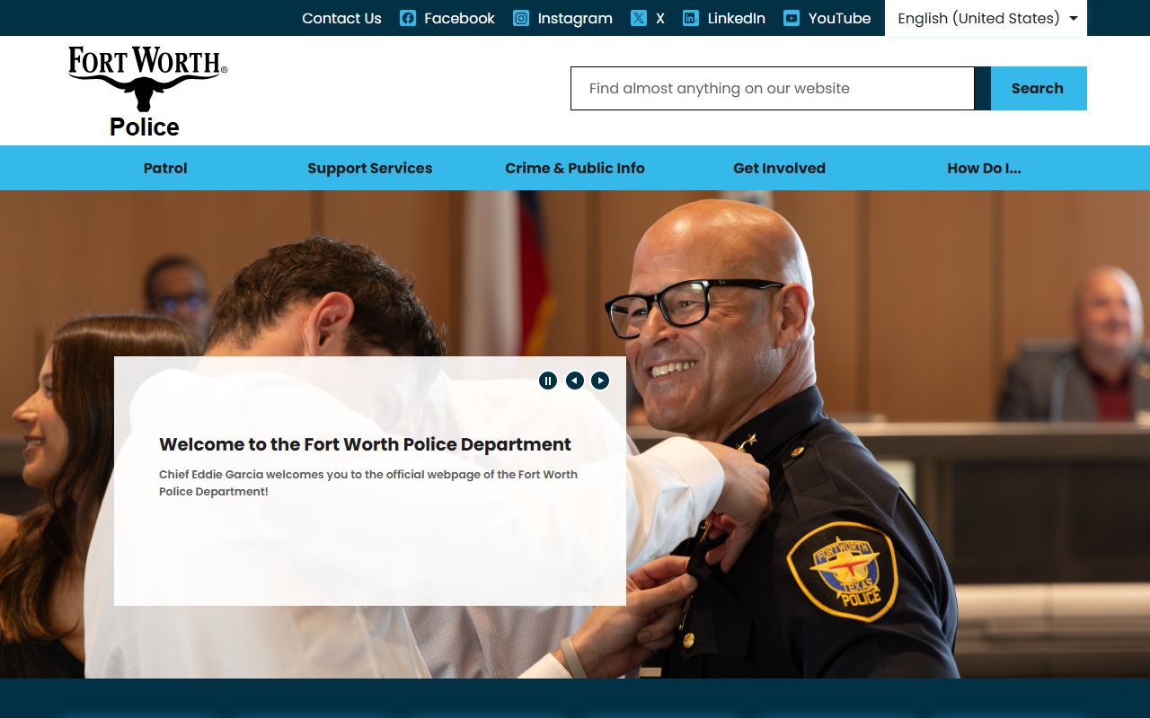 Fort Worth Police Department website for sex offender registration