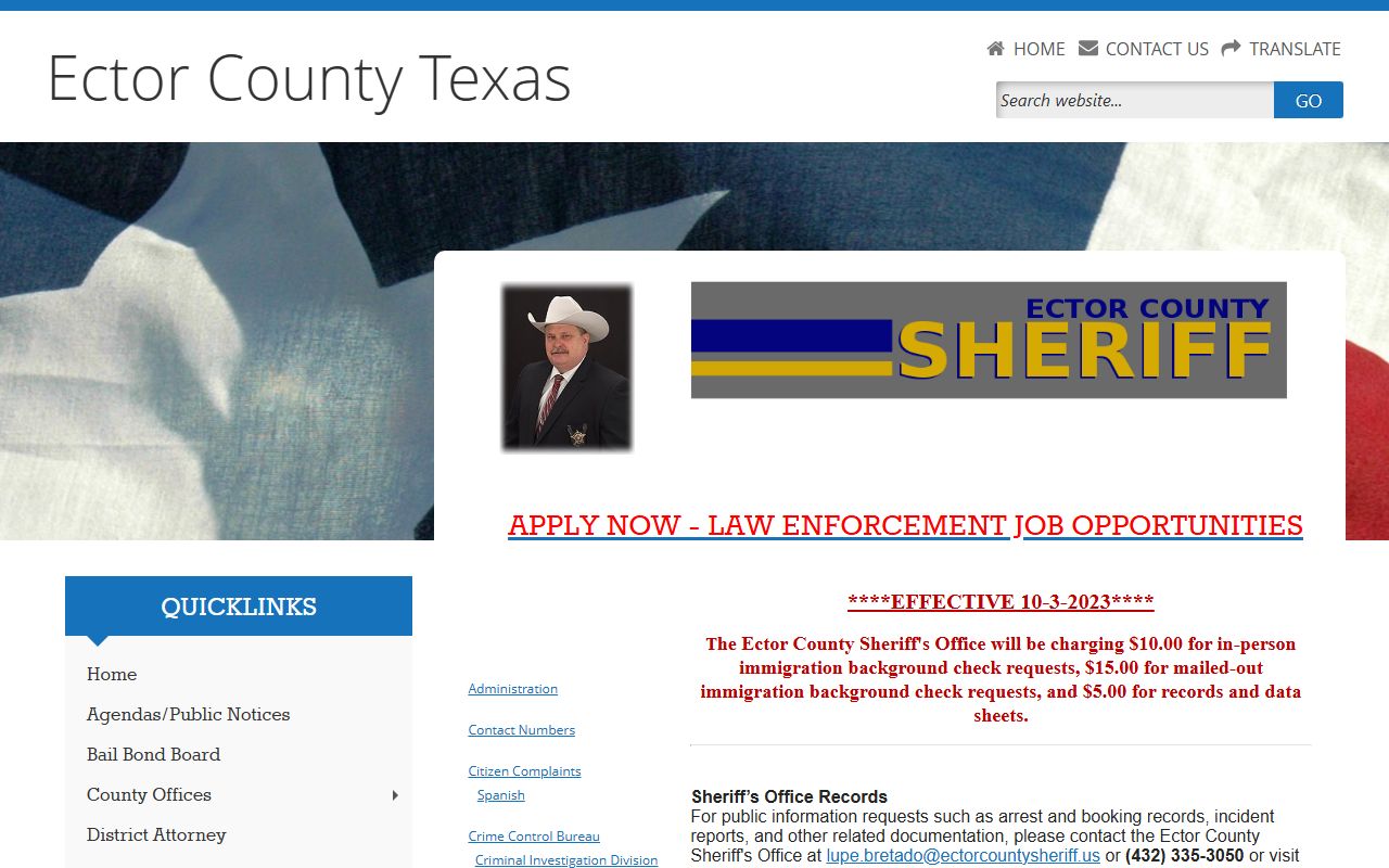 Ector County Sheriff's Office sex offender registration