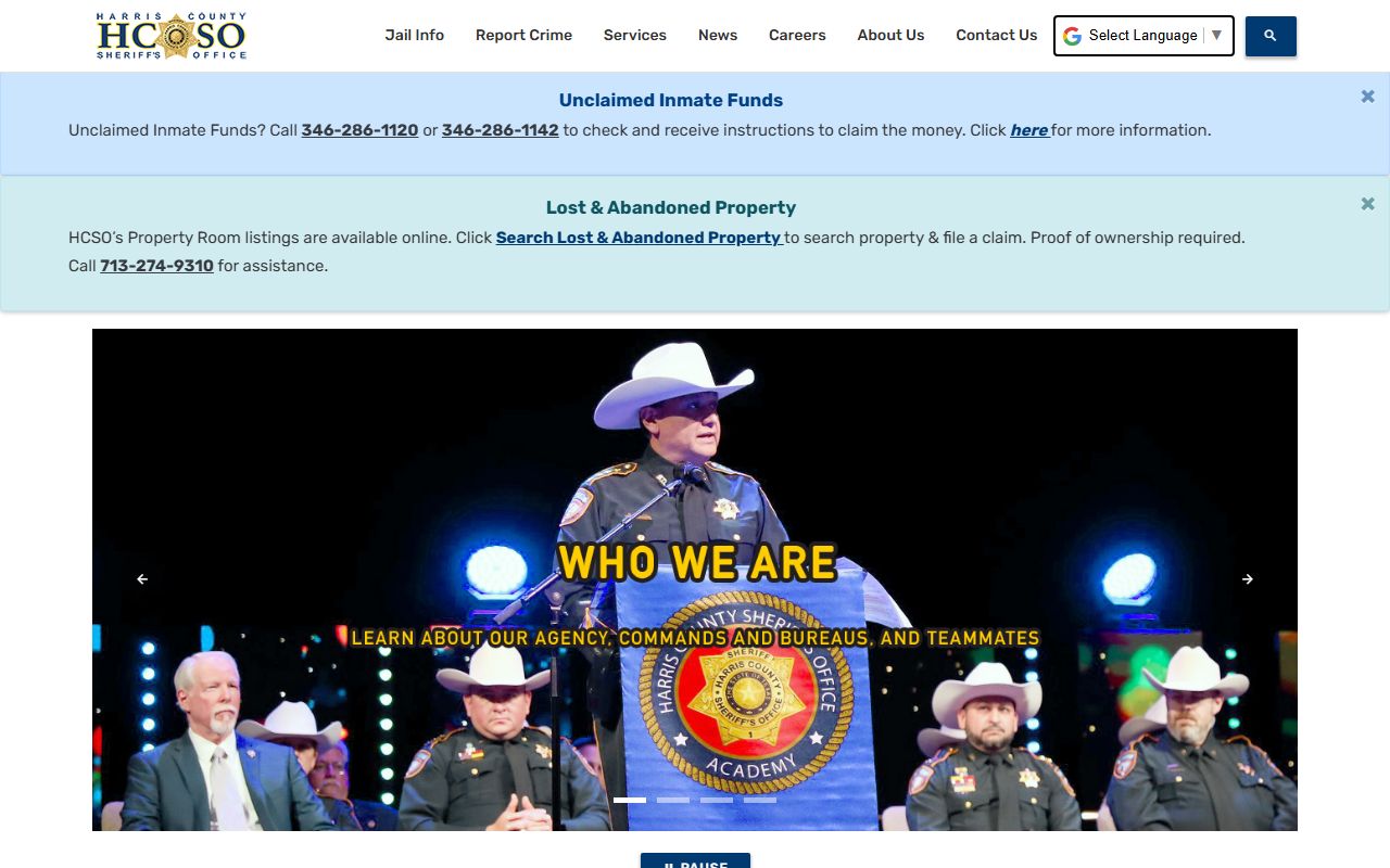 Harris County Sheriff's Office website for sex offender registry