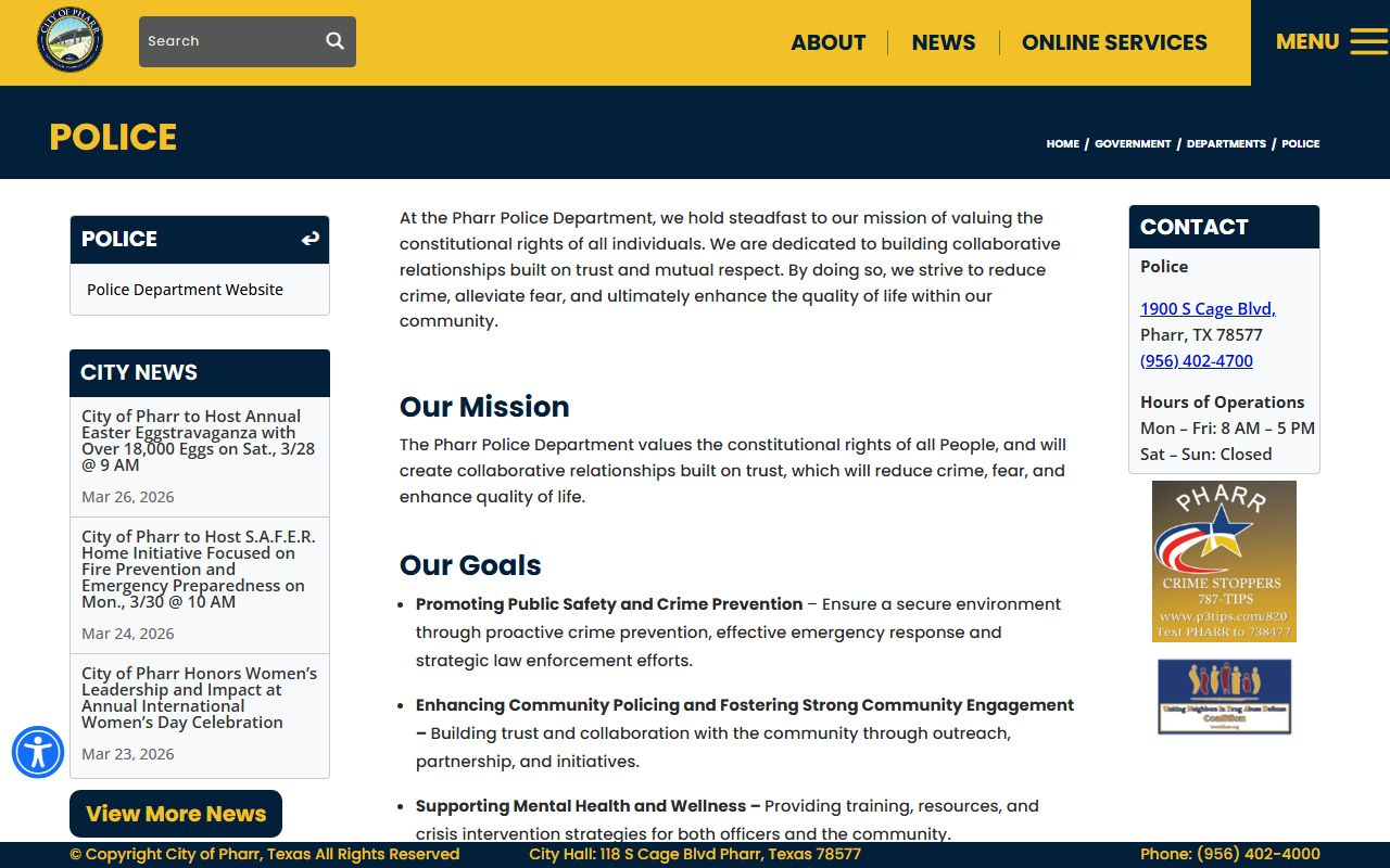 Pharr Police Department sex offender registry