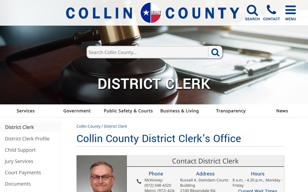 Collin County District Clerk page for court records related to sex offenses