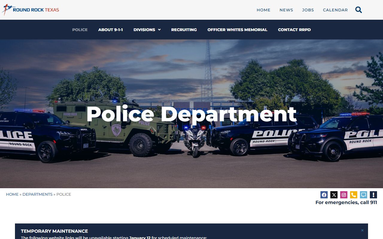 Round Rock Police Department website for sex offender registry