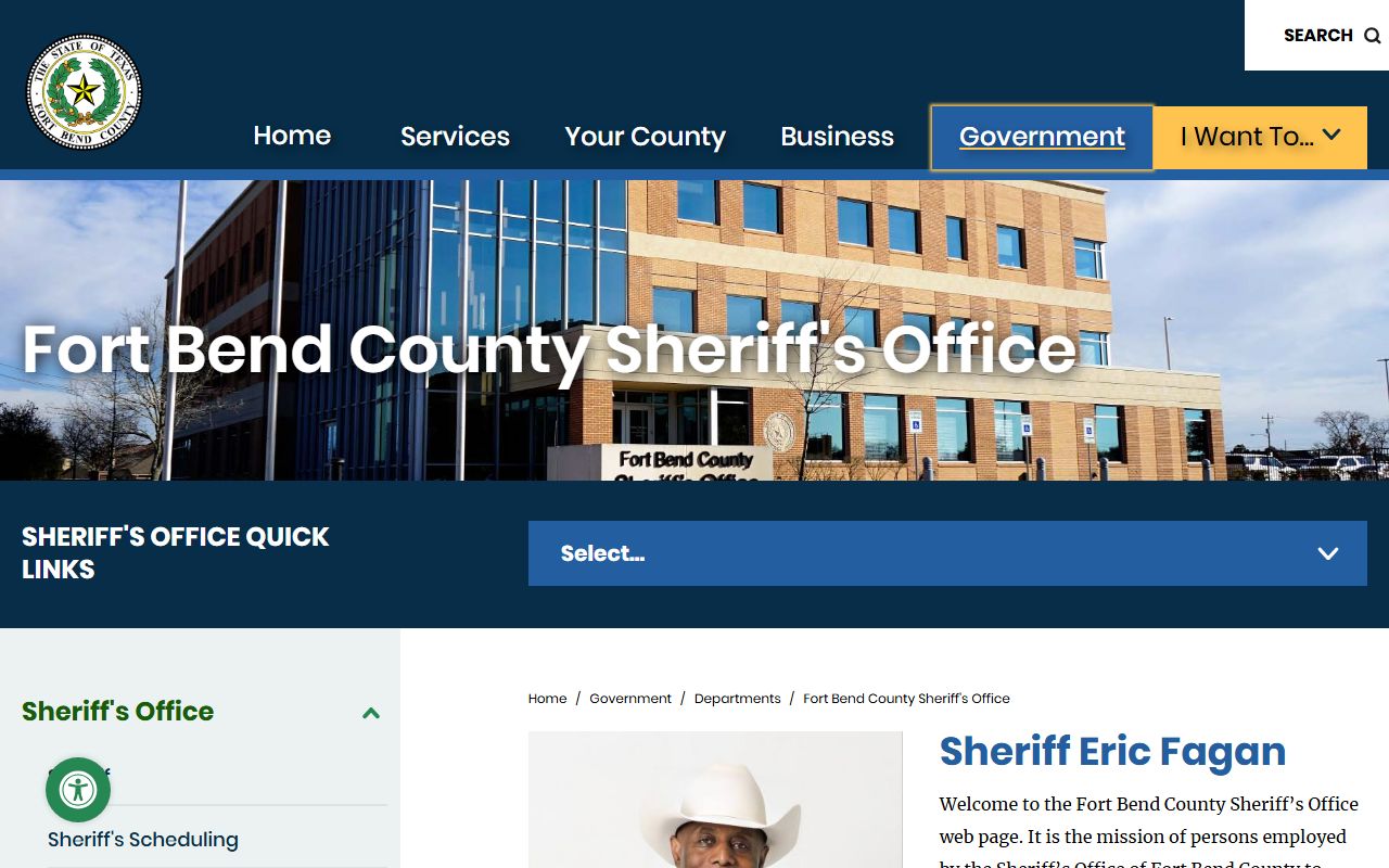 Fort Bend County Sheriff's Office website for sex offender registration