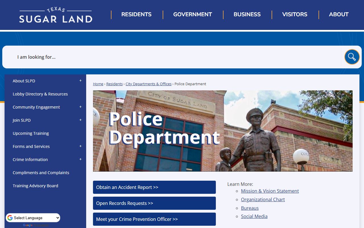 Sugar Land Police Department website for sex offender registry