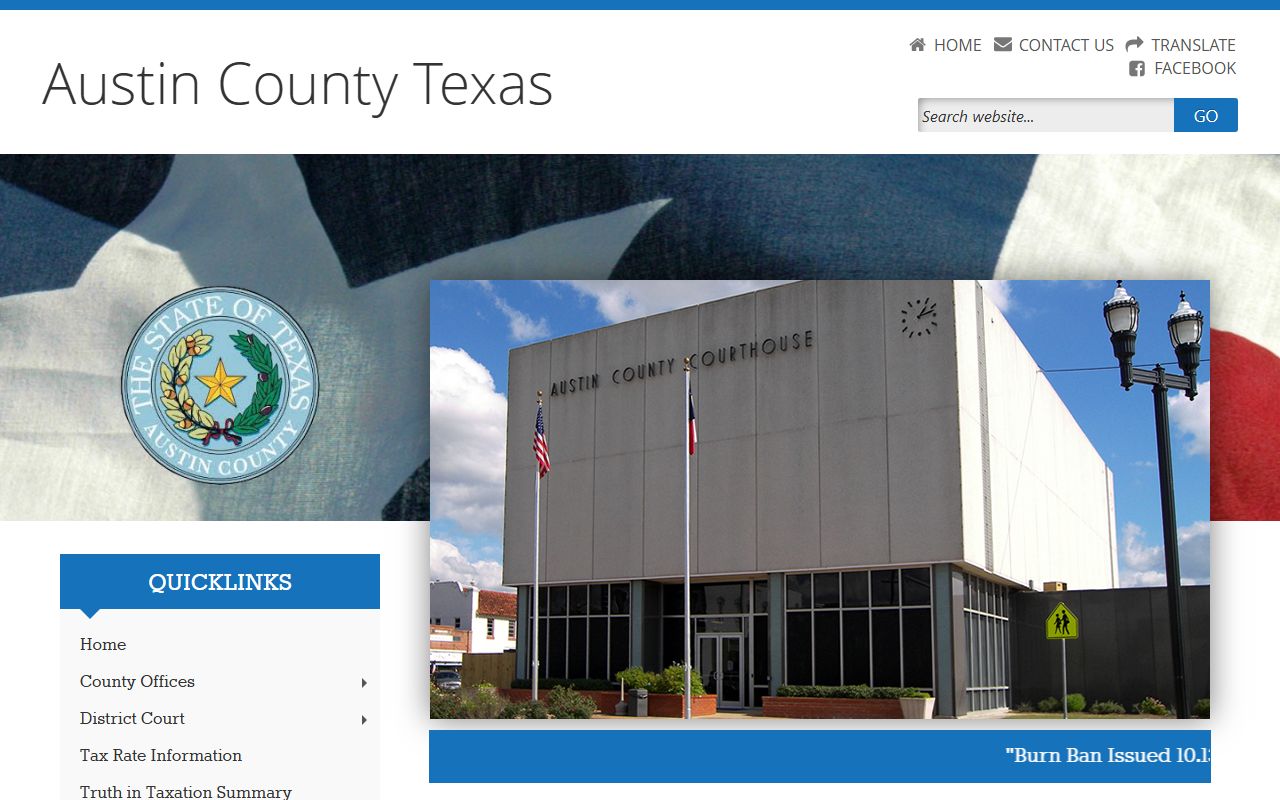 Austin County government website sex offender registry