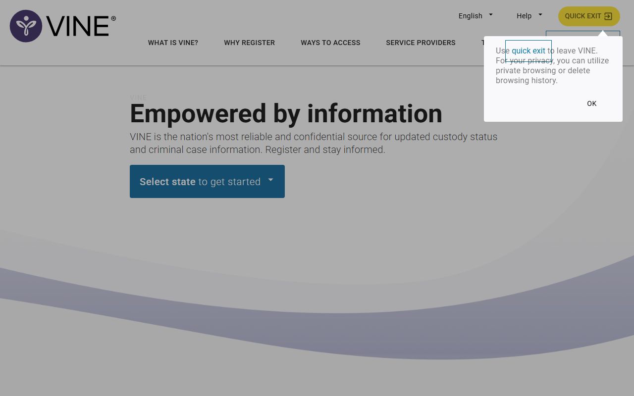 VINE custody status notifications Bandera County sex offenders