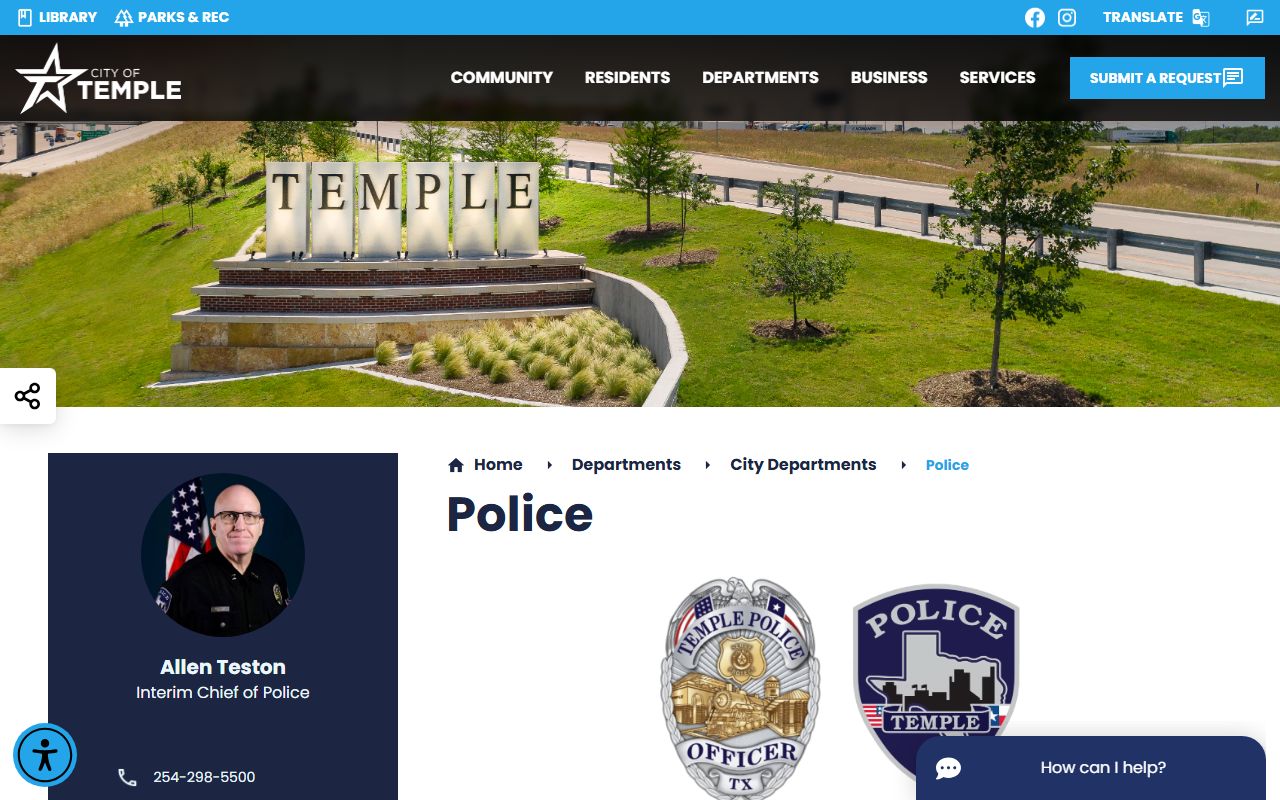Temple Police Department Bell County sex offender registration