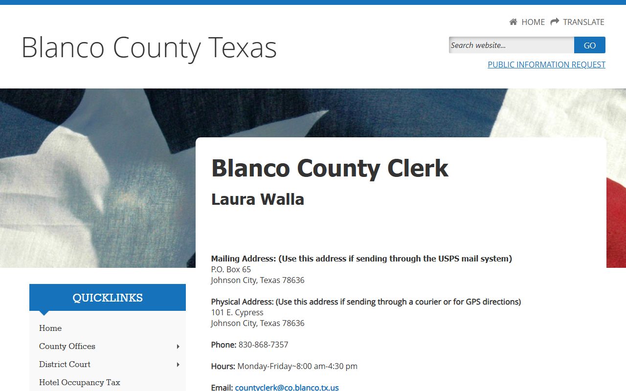 Blanco County Clerk court records sex offense