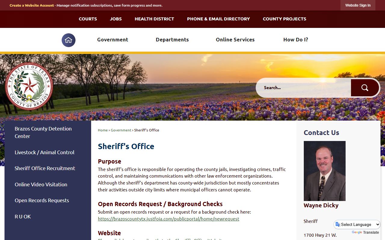 Brazos County Sheriff's Office sex offender registration Bryan