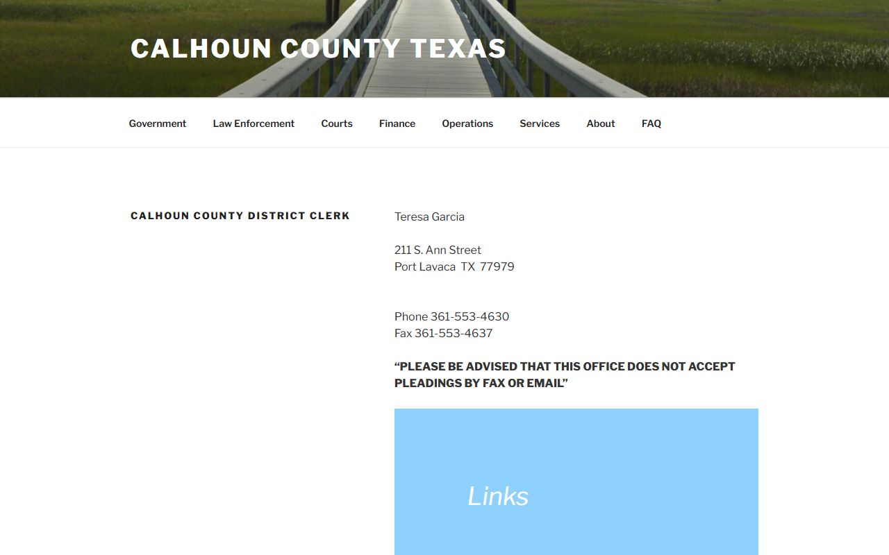 Calhoun County District Clerk office for sex offense court records