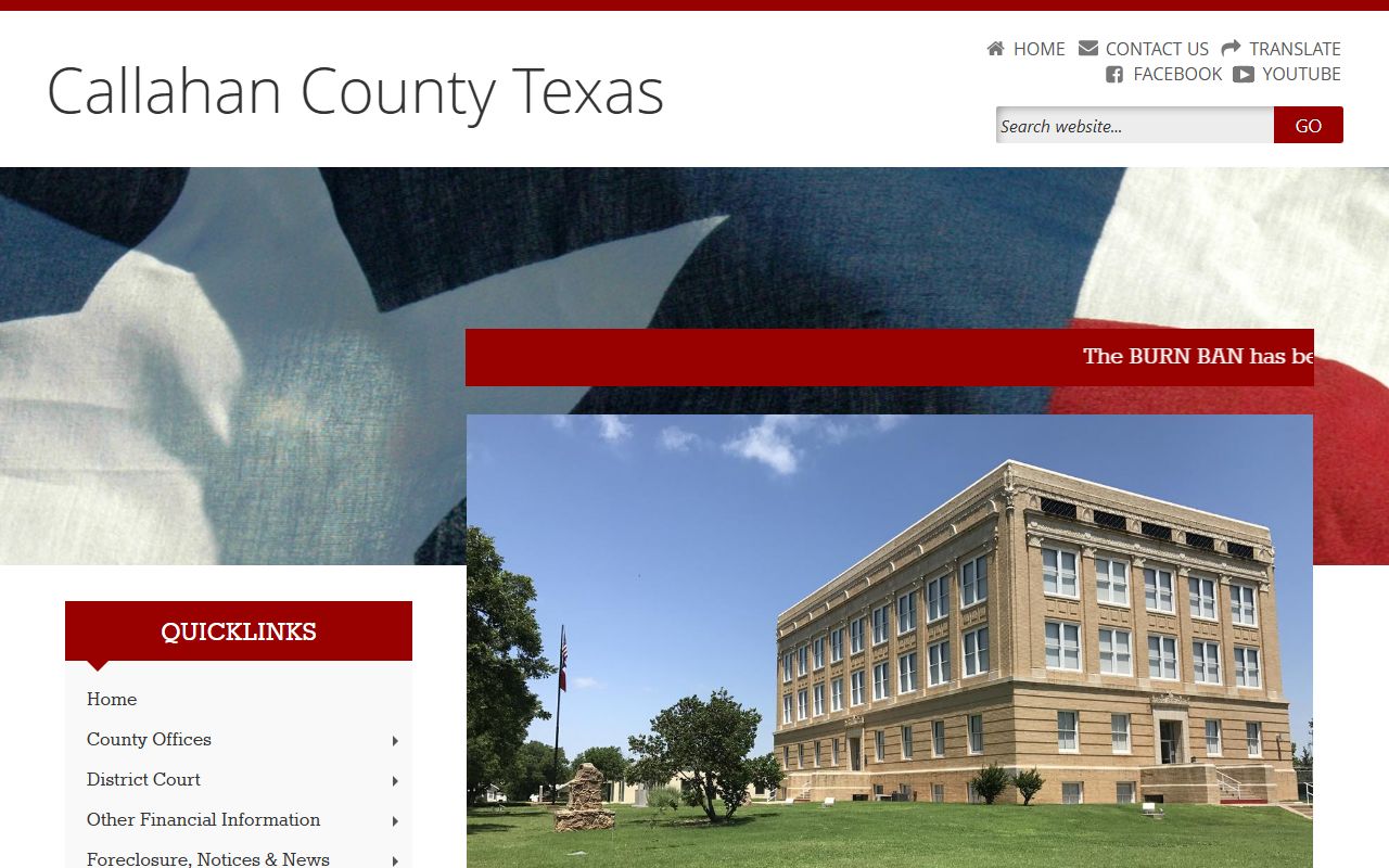 Callahan County official website showing county office information and sex offender registry resources