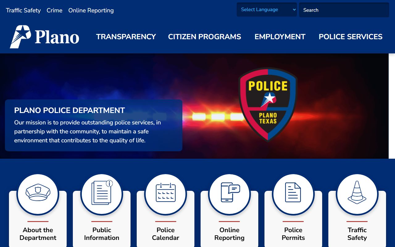 Plano Police Department website for sex offender registration in Collin County